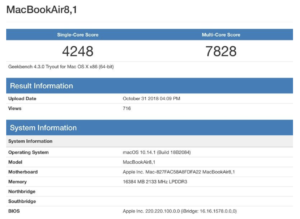 MacBook Airベンチマークの検証結果