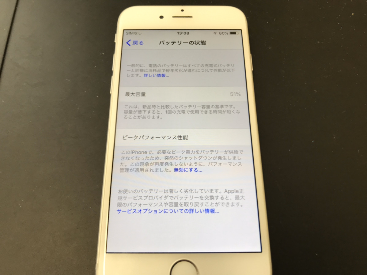 バッテリーが劣化したiPhone6