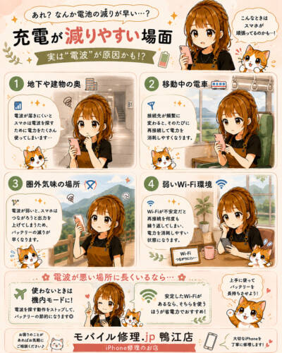 充電が減りやすい場面